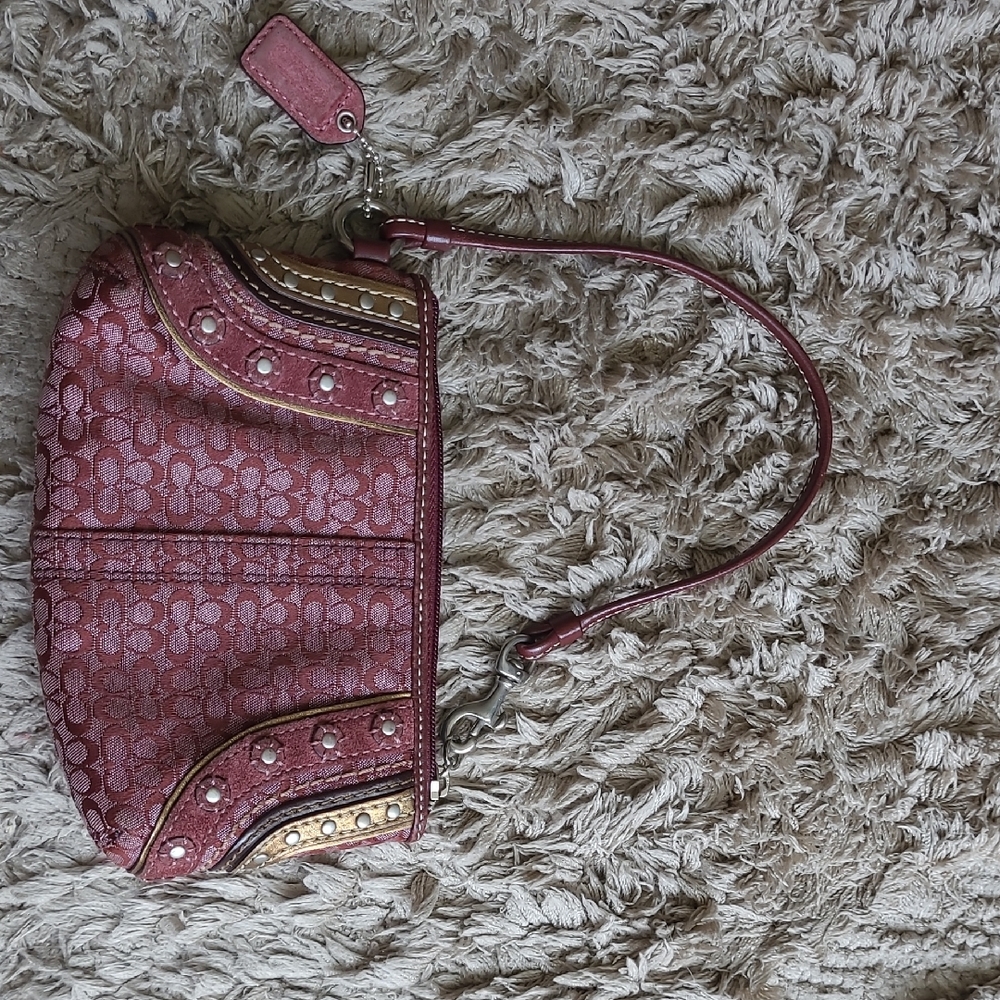 Coach Pink and Gold Wristlet Clutch